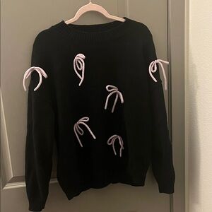RSQ Black Sweater with Pink Bow Details
